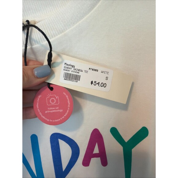 Fun Colorful "Sunday" Sweatshirt by Sunday Stevens NWT Small - Picture 5 of 5